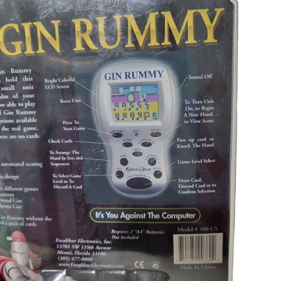 Excalibur Gin Rummy 380-CS Handheld Travel Game - Picture 4 of 4